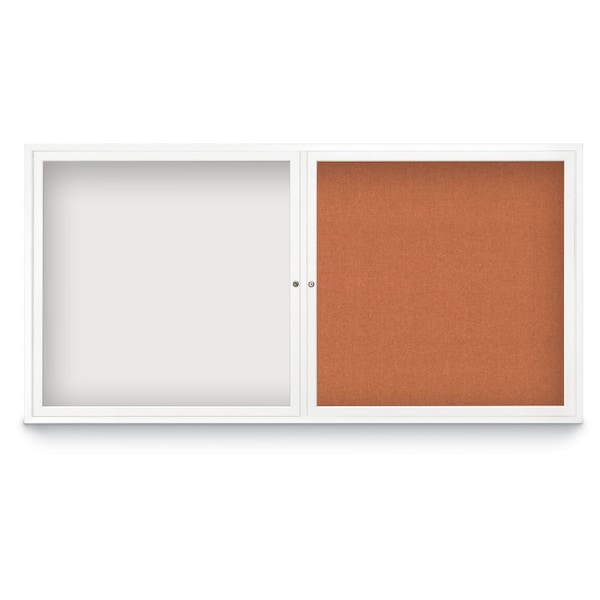Corkboard, Single Door, Radius Frame, 24x36", Satin/Medium Gray